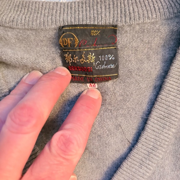 Vintage 80s Cashmere 100% Argyle V-Neck Academia Preppy Golf Vibes Grey M - Picture 13 of 16